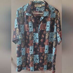 Donna Kenny Womens Floral Button Up Shirt. Blues, Burgundy, and Brown. Sz 1X